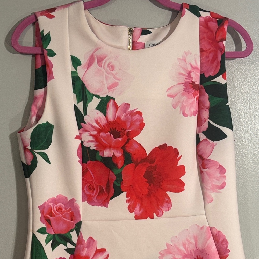 Calvin klein Floral Sleeveless Dress - Pink and Red - Picture 2 of 5